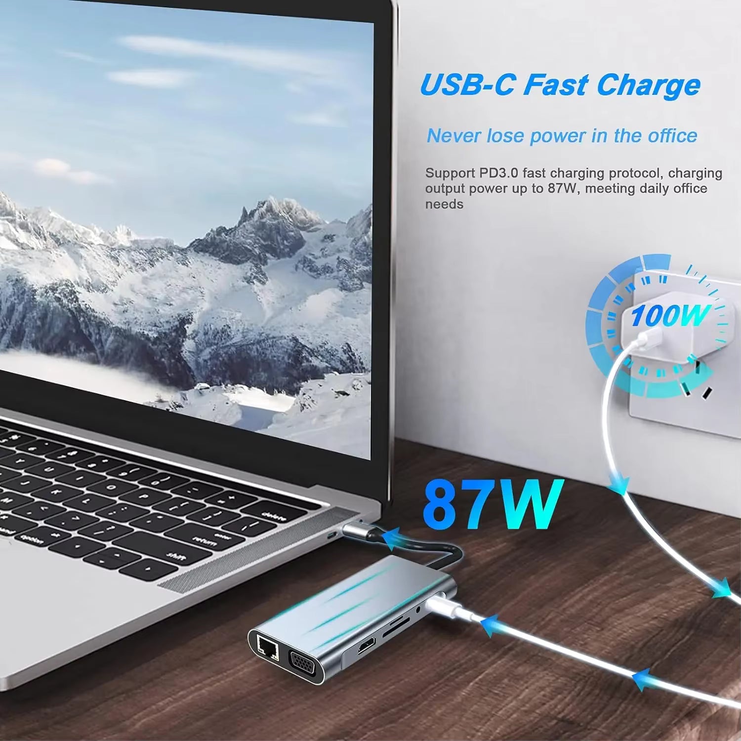 HUB USB C, Dongle adaptateur USB C avec lecteur de carte 4K