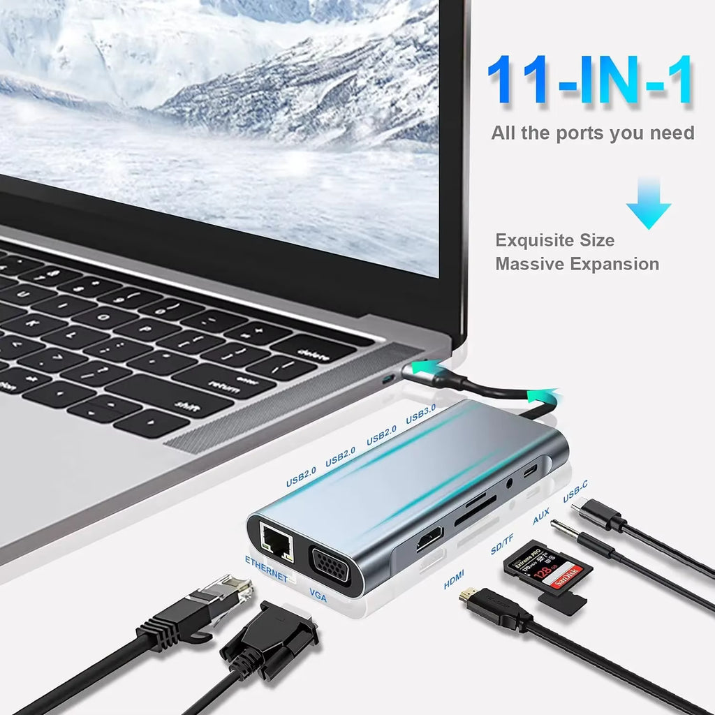 HUB USB C, Dongle adaptateur USB C avec lecteur de carte 4K